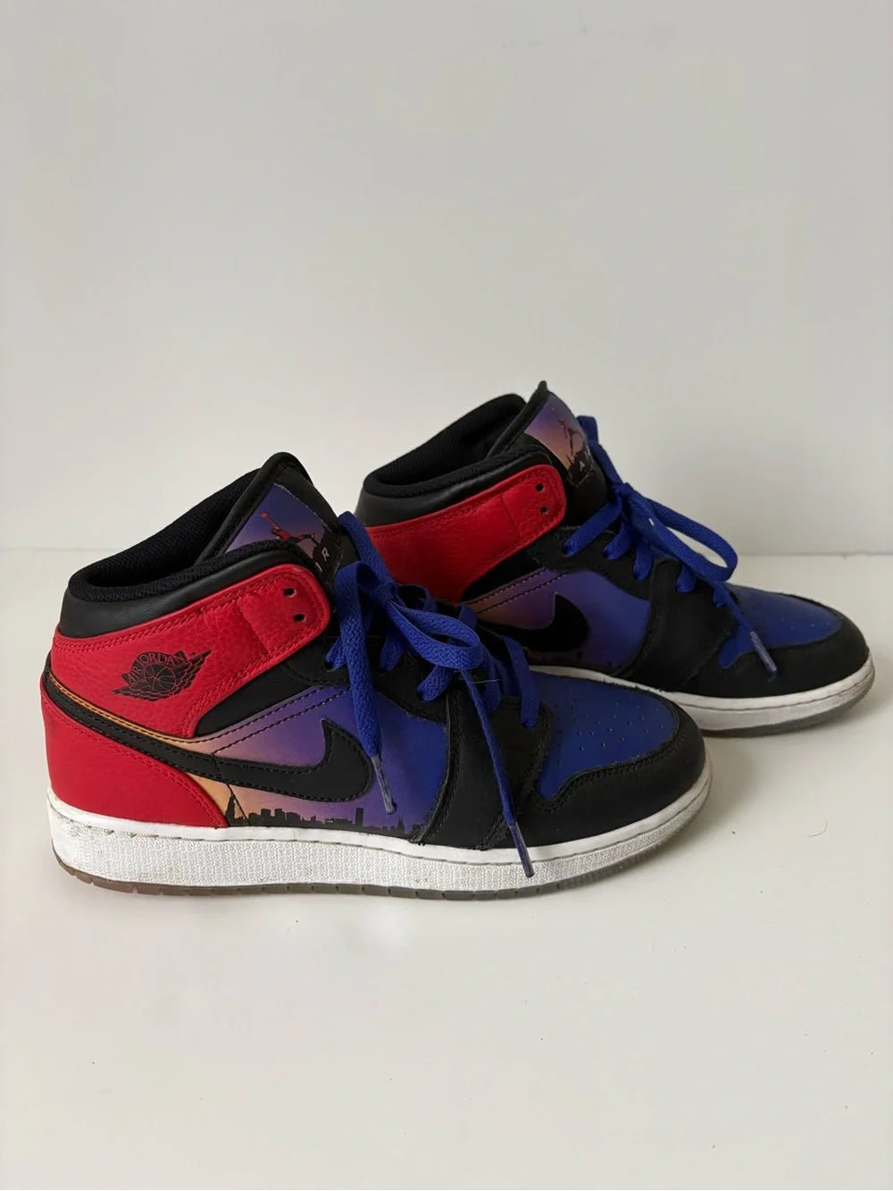 NIKE JORDAN Air Jordan 1 Mid DX4379-400 Blue Red Purple Leather Mid Top 6.5 US